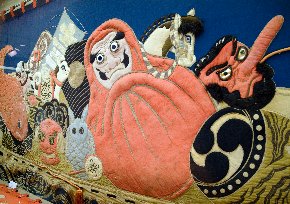 秩父夜祭本町屋台後ろ幕◇空き瓶アート 秩父祭 本町屋台旧部品/秩父市
